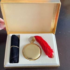 Estée Lauder Gold Compact Mirror with Red Tassel - American Flare Lucidity